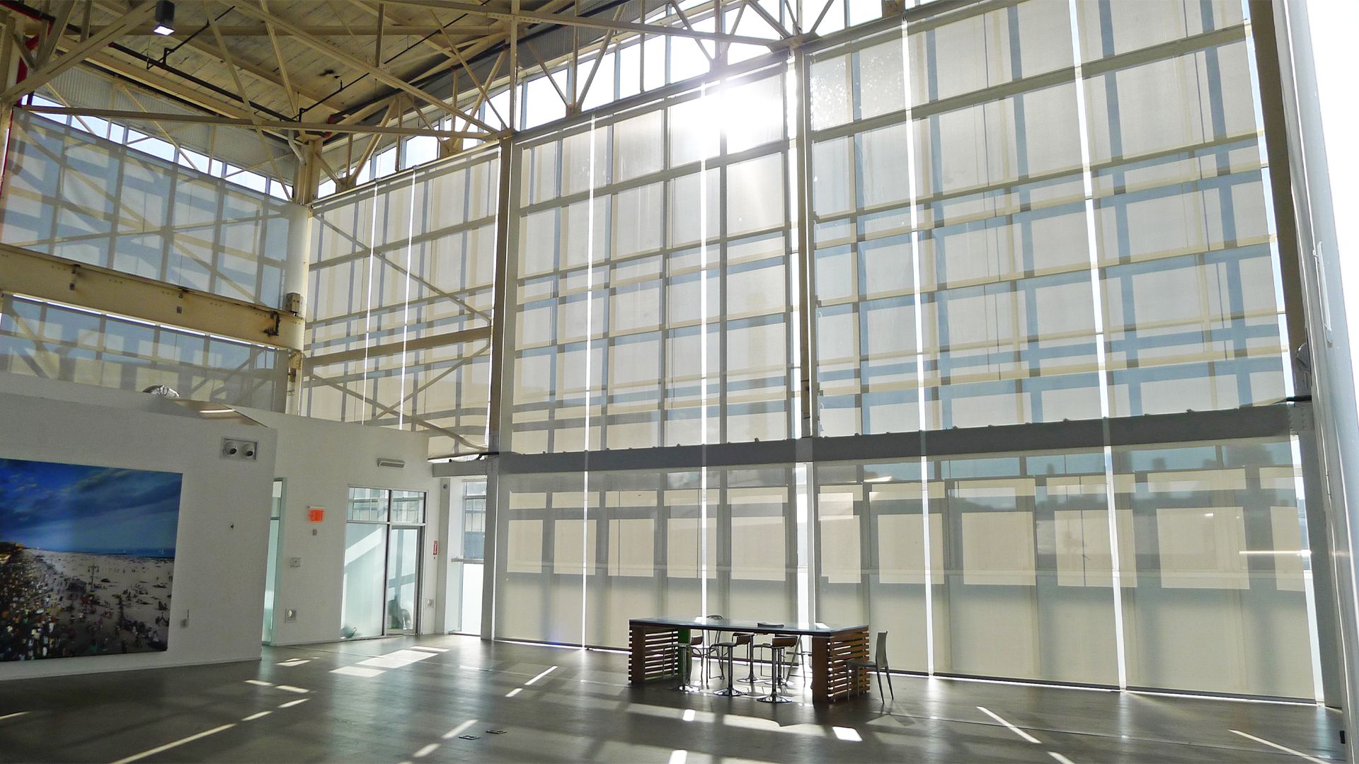 long roller shades in commercial property